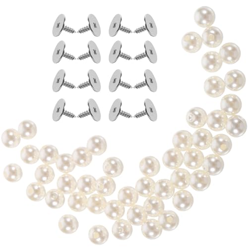 Lurrose 50 Stück Perlmuttknöpfe Perlenknöpfe Für Kleidung Perlenarmband Tasten Druckknöpfe Für Bekleidung Extra Große Knöpfe Perlmuttknopf Knopfnadeln Zange Druckknopfsatz Metall Beige von Lurrose