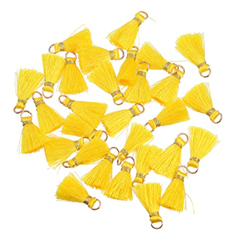 Lurrose 50 Stück Quaste Anhänger Farbiger Quastenanhänger Bausätze Kleine Seidenquasten Quasten-charme Perlen-kits Handgefertigte Diy-quasten Klobige Lesezeichenquasten Yellow Rayon von Lurrose