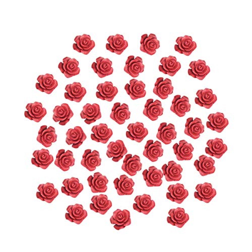 Lurrose 50 Stück Rosen Ornament Bastelsets Anhänger Perlen Set Rosenperlen Schmuckset Rosen Charms Nagel Charms Deckel Bastel Charms Ton Perlen Set Roségold Perlen Kommode von Lurrose