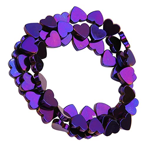 Lurrose 50 Stück hohle Herzperlen heart beads Schmuckperlen beads for jewellery Schmuckzubehör Schmuckbastelset Bausätze Ring Bastelperlen selber machen farbige Steinperlen Violett von Lurrose