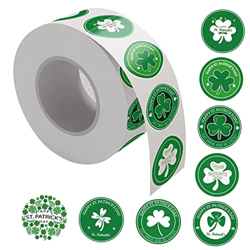 Lurrose 500 Stück Aufkleber Punkt St Patricks Day Abziehbilder Weiße Klebeetiketten Kleeblatt Wandtattoo Verpackung St. Patrick' Day Fensterfolie St. Patricks Abziehbilder Green von Lurrose