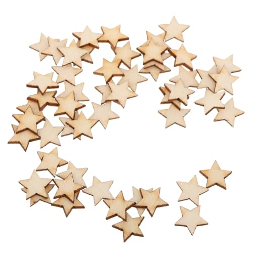 Lurrose 50Pcs Hölzerne Pentagramm Weihnachts Mittelstücke Mini Ornamente Naturhölzernblanks Kleine Hölzerne Sterne Holzstern Formen Handwerk Sterne Holz DIY Star Holz Anhänger Stern von Lurrose