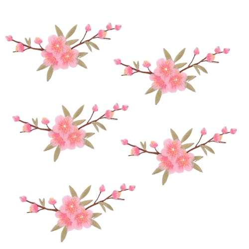 Lurrose 5St Blumen tuch aufkleber Buchstabenflecken Handwerk Patches Nähflicken aus Polyester Patches nähen stoffaufkleber shoe charms Kleiderapplikation Blumenbeete Aufnäher Vlies Rosa von Lurrose