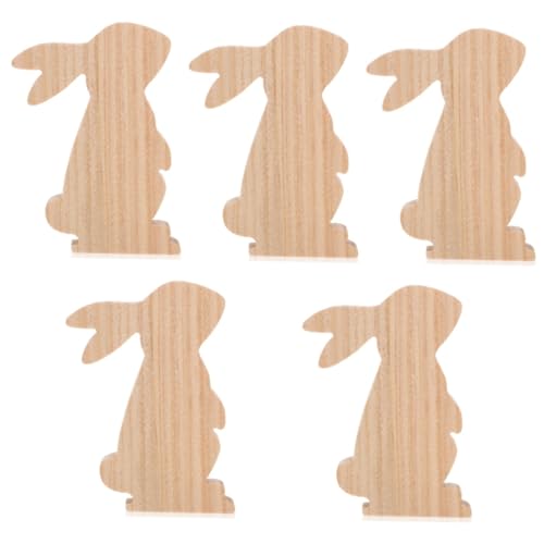 Lurrose 5St Hasenschmuck aus Holz Holzhasen Dekoration Osterhasen Dekoration Holzosterhase Holzhasen Ornament Holzhasenfigur Tiere Ratte Ostern-Kaninchen-Ornament leerer Hasenausschnitt von Lurrose