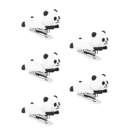 Lurrose 5St Panda-Hefter Hefter mini Panda-Schreibtischzubehör Cartoon-Hefter Hefter Büro Hefter in Tierform süßer Hefter lustiger Hefter kleiner Hefter Mini-Heftklammern Hefter süß Metall von Lurrose