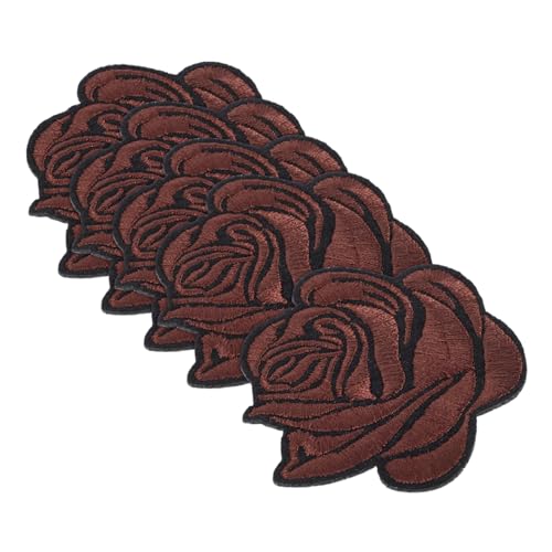 Lurrose 5St Rosenbeet bügel patches Schmetterling Aufbügler aufbügeln benutzerdefinierter Patch Aufnäher für Blumen Aufnäher für Vintage-Kleidung Patches für Weste Stoff Baumwolle Brown von Lurrose