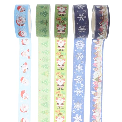 Lurrose 5St Weihnachts-Washi-Tape Breite weihnachtliche Papierbänder Weihnachtskarten Umschlagaufkleber Lagerbier Urlaub weihnachtsdeko popular Papierwerkzeug für Heimwerker DIY Klebeband von Lurrose