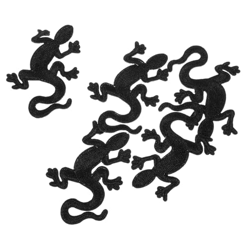 Lurrose 5st Gecko-stoffaufnäher Kleiderflicken Selber Machen Cartoon-eisenflecken Kompakte Hutaufnäher Mantelflicken Selber Machen Austauschbare Eisenflecken Kleidungszubehör Black von Lurrose