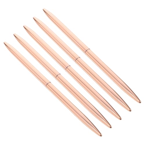 Lurrose 5st Rotierender Kugelschreiber Bürobedarf Stift Kugelschreiber Brettstützstangenhalterung Zirkonringe Gegenkugelschreiber Verchromte Knöpfe Drehknopf Rostfreier Stahl Rose Gold von Lurrose