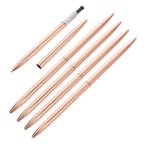 Lurrose 5st Rotierender Kugelschreiber Gästebuch Kugelschreiber Schülerstift Kugelschreiber Brettstützstangenhalterung Business Pen Kugelschreiber Ringklemmen Rostfreier Stahl Rose Gold von Lurrose