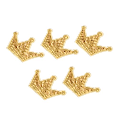 Lurrose 5st Stoff Aufkleber Patch Aufkleber Stickereiflecken Diy Applikation Zum Nähen Glitzerflecken Gestickte Applikationen Flicken Aufnähen Kronenschmuck Nähpflaster Paillette Golden von Lurrose