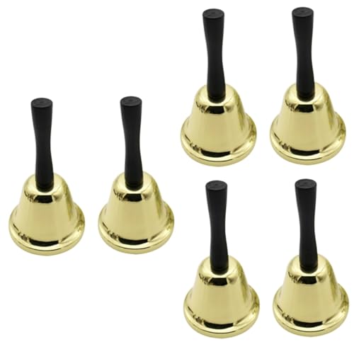 Lurrose 6 Stk Handglocke Anrufsglocke Weihnachtsklingel Servicerufklingel Hochzeitsglocken Restaurant-rezeptionsglocke Weihnachtsglöckchen Tragbare Serviceklingel Spielglocke Golden Eisen von Lurrose