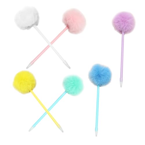 Lurrose 6 Stk Kugelschreiber süßer Schreibstift Pom-Pom-Stifte Kawaii-Stifte dekorative Stifte mehrfarbige Stifte entzückender Plüschstift dekorativer Bommelstift tragbarer Stift Plastik von Lurrose