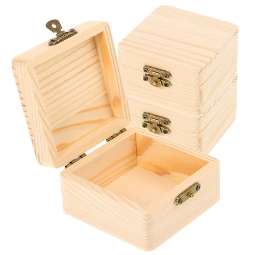 Lurrose 6 Stk Schlosskasten Bleistift-Organizer-Etui Geschenkschachteln mit Deckel unfertige Bastelkisten storage boxes aufbwahrungs-box schmuckkästchen quadratisches Holzgehäuse Bambus von Lurrose