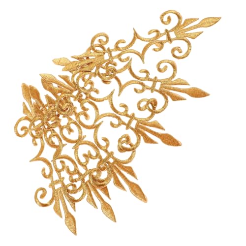 Lurrose 6 Stück Geißblatt Stickstoffpatz Abzeichen annähen Flicken aufnähen Flügelflicken zum Selbermachen Kleiderapplikation Stickerei-Aufkleber Hochzeitsstickerei Stickgarn Golden von Lurrose