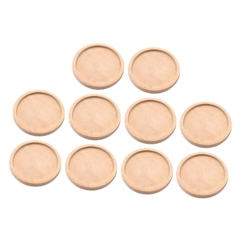 Lurrose 60 Stk Basen Anhänger Tablett Charme Quadratischer Rohling aus Bronze Lünette Anhängerrohlinge Brustpin-Basis Schmuck Bastelset runde Hängetabletts Anhänger Tabletts Bambus Khaki von Lurrose