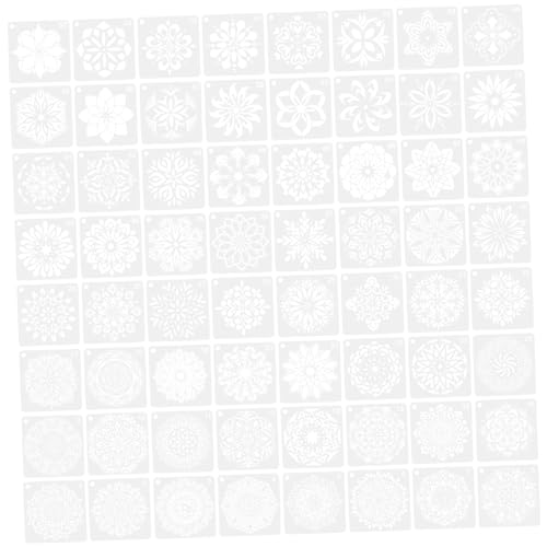Lurrose 64 Stück Mandala Vorlage Wiederverwendbare Schablonen DIY Zubehör Praktische Schablonen Kleine Schablonen DIY Schablonen Tägliche Malschablonen Malzubehör von Lurrose