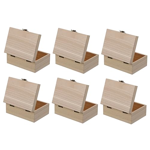 Lurrose 6Er Boxen Holzkiste mit Schloss storage boxes aufbwahrungs-box Behälter mit Deckel Desktop- unfertiges Holzgehäuse Holzkisten zur Aufbewahrung zu Hause hölzern von Lurrose