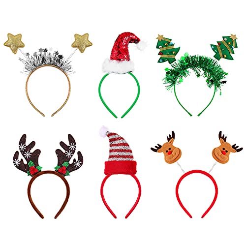 Lurrose 6Pcs Weihnachten Stirnbänder Weihnachten Stirnband Elfen Hut Weihnachten Baum Deer Geweih Stern Headwear Partei Haar Zubehör für Weihnachten Urlaub Parteien Foto Prop von Lurrose