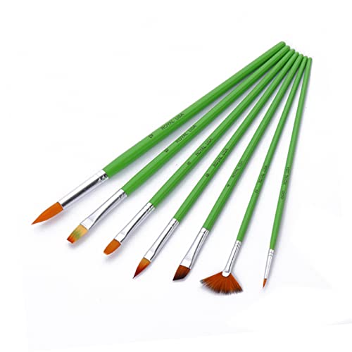 Lurrose 7-Teiliges Set Nylonhaarbürste acrylmalset pinselset Schule Pinsel Set Schule Ölmalerei Set Anfänger Pinsel Set pinselsets malen Pinsel für Acrylmalerei Öl-/Aquarellpinsel Green von Lurrose