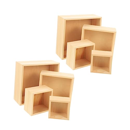 Lurrose 8 Stück Boxen Aufbewahrungsbox aus Holz ohne Deckel Würfel Kiste Körbe Lagerbehälter Schmuckkasten Schmuck-Organizer schmuckregal Schmuckhalter Desktop-Aufbewahrungsboxen aus Holz von Lurrose