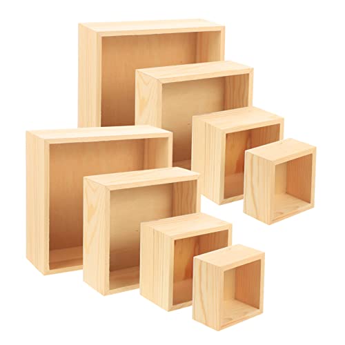 Lurrose 8 Stück Kartons aus Holz ohne Deckel kreative Kaffee-Organizer Schmuckkasten Schmuck-Organizer Holzkisten selber machen Desktop-Speicher-Organizer von Lurrose