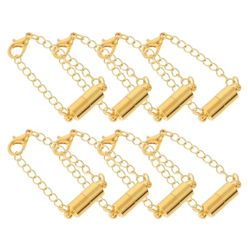 Lurrose 8St Magnetschnalle Kupferzubehör Schließe Schmuck Stift edelstahlketten magnetische halskette Halskettenverlängerung magnetisch Halskette Verlängerungskette Rostfreier Stahl Golden von Lurrose