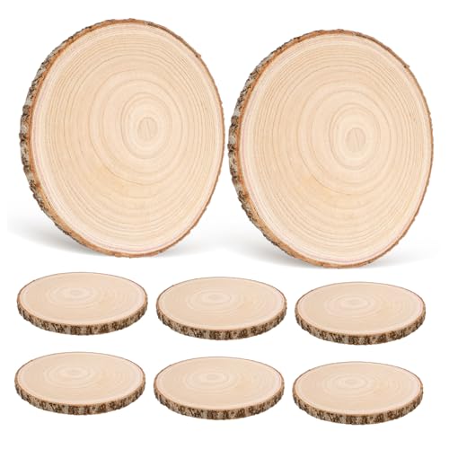 Lurrose 8st Paulownia- Leere Ausschnitte Rustikale Tags Unlackierte Steakteller Aus Holz Holzstumpf Handwerk Holz Holzscheiben Mit Rinde Holzscheite Zur Dekoration von Lurrose