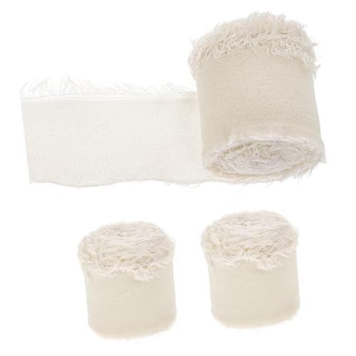 Lurrose 9 Rollen Chiffon Gürtel Mit Rohen Kanten Hochzeitsstühle Verpackungsbänder DIY Kopfschmuck Bänder Mit Ausgefransten Kanten Hochzeitsband DIY Bastelband Dekor Weißes von Lurrose