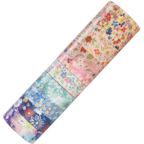 Lurrose 9 Rollen Washi-tape Künstlich Hortensie Funkeln Klebstoff Aufkleber Dekorationen Schwarzes Blumenband Streifen Dekoratives Klebeband Gefälscht Verwaschen Süßes Band Anlage Papier von Lurrose