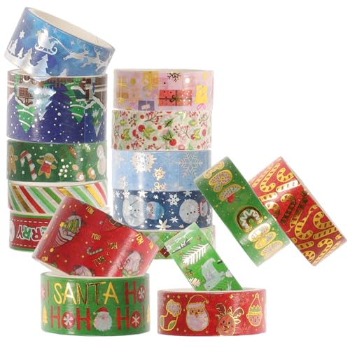 Lurrose 9 Rollen Weihnachts Washi Klebeband DIY Papierband Weihnachts Bastelband Klebebänder Ripskessel Dekoratives Papierband Dekorationen Klebebänder Fotoalbum Klebeband von Lurrose