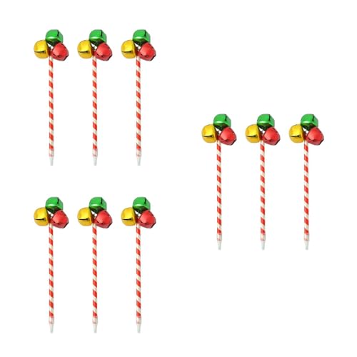 Lurrose 9 Stück Weihnachtskugelschreiber mit Jingle Bell-Kugelschreiber Roter Und Grüner Weihnachtskugelschreiber mit Jingle Bell-Stift für Weihnachten Feiertage Festliche Partygeschenke von Lurrose