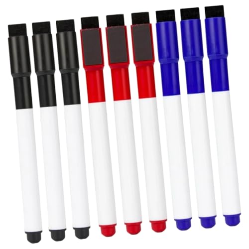 Lurrose 9st Trocken Abwischbarer Stift Schwarzer Radiergummi Tragbare Markierungen Whiteboard-marker Expo-marker Trocken Abwischbare Marker Schwarzer Filzstift Weißer Radiergummi Plastik von Lurrose