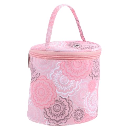 Lurrose Aufbewahrungstasche aus Wolle Aufbewahrungsschrank für Garn gehäkelte Aufbewahrungstasche gehäkelte Tasche Aufbewahrung von Nähzubehör Häkelorganisator Stricktasche Polyester Rosa von Lurrose