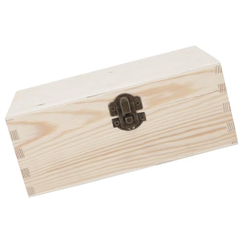 Lurrose Box Holz Schmuck Schatz Organizer Unvollendete Holztruhe Brautjungfernetui Holz Schatztruhe Metall von Lurrose