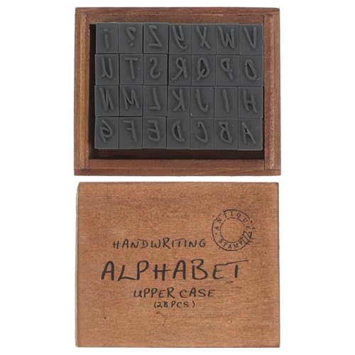 Lurrose Buchstabenstempel Für Ton Alphabet-Stempel-Set Vintage-Holzstempel-Set Mit Gummi-Buchstaben Und Aufbewahrungsbox Für Heimwerker Scrapbooking Planer Fotoalbum Kartenherstellung von Lurrose