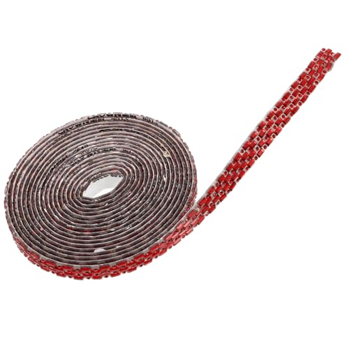 Lurrose Buntglas-Strassstreifen bastelmaterial Kleidung Strassstreifen Strasskette Strassband für die Dekoration Strassverzierung selbstklebendes Strassband Bling-Wrap Strasssteine rot von Lurrose