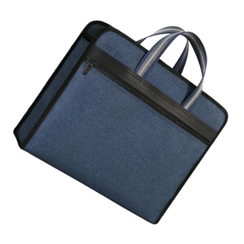 Lurrose Dokumententasche Handtasche Aktenordner-Organizer Für Frauen Dokumenten-Organizer-Tasche Schwarze Dokumentenmappe Umschlagordner Aktenkoffer Mit Griff Tragetasche Segeltuch Blue von Lurrose