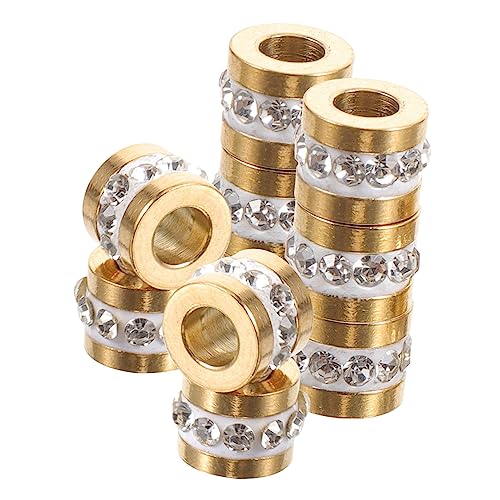 Lurrose Edelstahl Spacer Beads Mit Zirkon DIY Armband Zubehör Metallperlen Für Schmuckherstellung 18K Goldfarbe Für Kreative Armbänder Und Halsketten von Lurrose