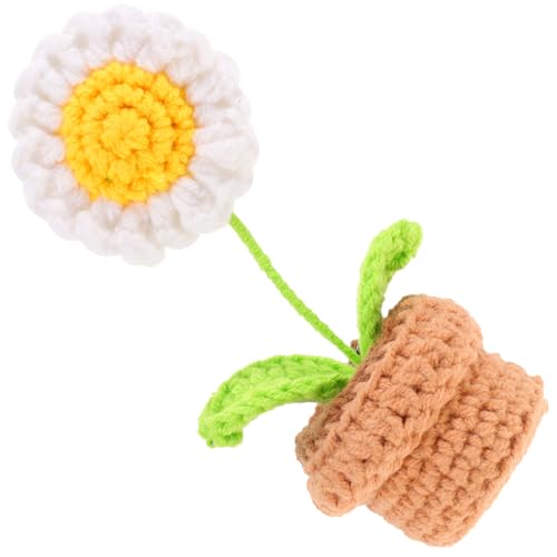 Lurrose Gewebte Kleine Topfpflanzen Künstliche Pflanzen Blumensträuße Gestrickte Künstliche Sonnenblume Künstliche Häkelblume Für Den Haushalt Kunstpflanzen Drinnen Polyester Weiß von Lurrose