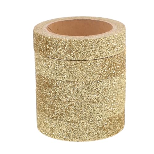 Lurrose Glitzer-Washi-Tape 5 Rollen Washi-Klebeband Mit Mustern Dekoratives Bastelklebeband Für Diy-Bastelarbeiten Geschenkverpackungen Sammelalbum Golden von Lurrose