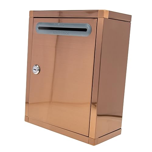 Lurrose Kasten Wahlurne Postfach für wohltätige Zwecke Vorschlagsfall Wandbriefkästen für den Außenbereich Postfach im Büro Tipp safes the safe malbox Bürobedarf Rostfreier Stahl Rose Gold von Lurrose