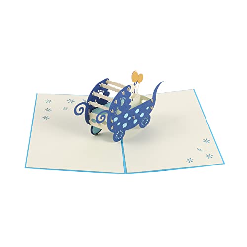 Lurrose Kinderwagen-Grußkarte geschenkpapier babykarte Glückwunschkarte grusskarte cards Kinderwagen für Karten Säuglingsgrußkarte -Grußkarte spezielles Papiermaterial Blue von Lurrose