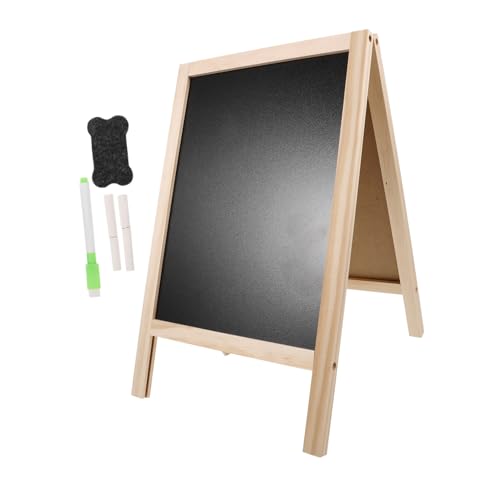 Lurrose Kleine Tafel Doppelseitige Tafeln Zeichen Kreidetafel Schild Schwarzer Plakatkarton Kreidetafel-schild Tafel Staffelei Planke Mini-tafel Bambus von Lurrose