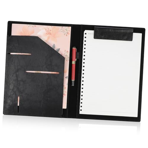 Lurrose Ordnerschiene Arbeitsmappe Ordner-organizer Bindemittelbuch Dokumentenmappe Planerordner Geschäftsordner Portfolio-zwischenablage Notizblockhalter Klemmbrett-aufbewahrung Pu Black von Lurrose