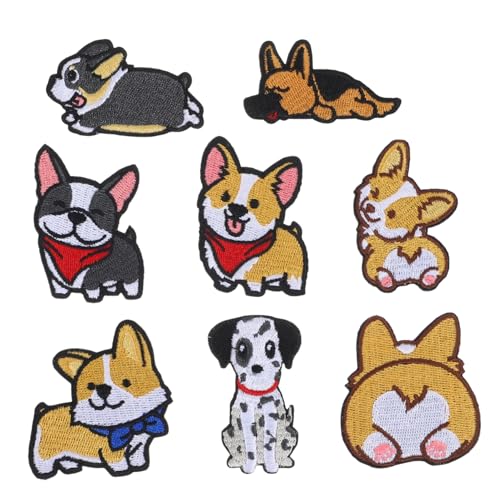 Lurrose Patch-Aufkleber 8st Hunde Bestickte Stoff Aufkleber Corgi- Kleidungsstück-patch-aufkleber Welpenkleidung Blumenkostüm Jeansapplikation Aufnähen Karikatur Kleideraufkleber von Lurrose