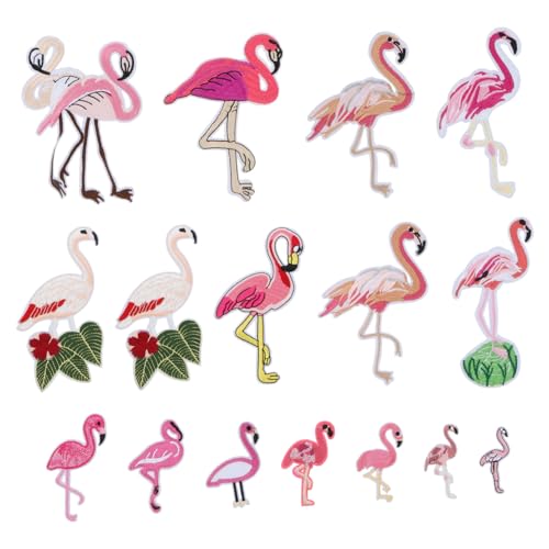 Lurrose Patch-Aufkleber Satz Flamingo Patch Aufkleber Mädchenkleidung Gestickte Motivapplikation Tuch Kostüm Pflaster Aufkleben Aufnäher Mit Tierstickerei Diy Zubehör Trend Stoff von Lurrose