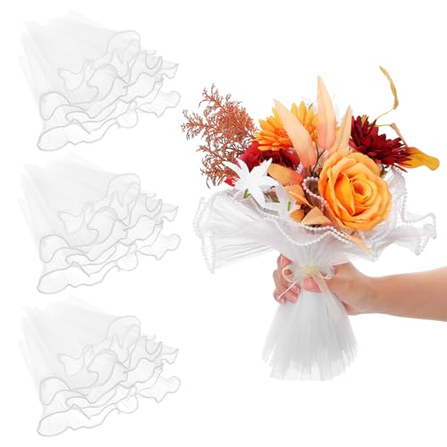 Lurrose Perlengarn Blumenband Künstliche Blumen Der Hortensie Wanddekoration Blumenstrauß Hochzeitssträuße Mesh-geschenkpapier Für Blumen Ästhetische Raumdekoration Wickelnetz Weiß von Lurrose