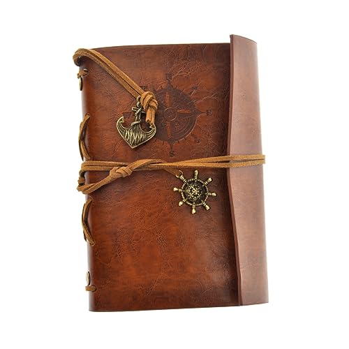 Lurrose Retro Vintage Piratenanker PU Hülle Lose Blatt Blanko Notizbuch Notizblock Reisetagebuch Tagebuch Jotter von Lurrose