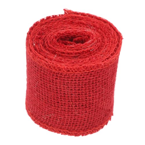 Lurrose Rollen Rotes Sackleinenband Kranz Verdrahtetes Sackleinenband Jute Dekoration Wohnung Natürliches Sackleinenband Fallen Sackleinen Weihnachtsband Rotes Band Haustier Trimmen Gang von Lurrose